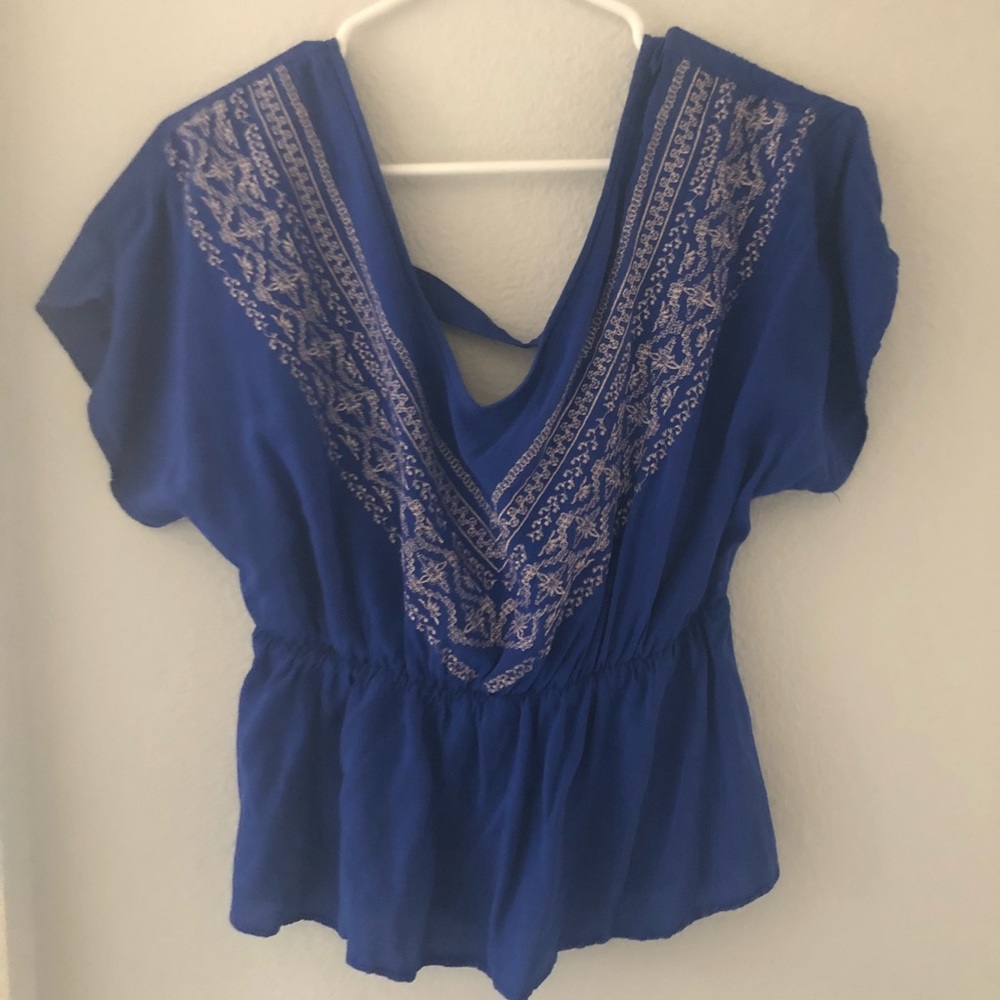 Royal blue peplum, low back  top